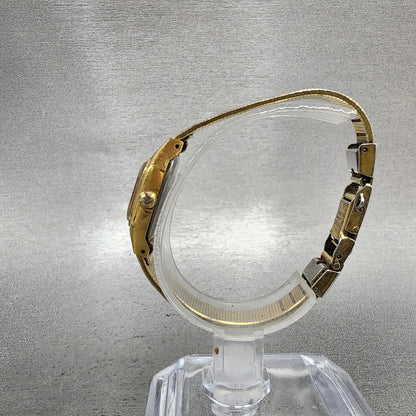Seiko Tank Watch Women 17mm Brown Dial Gold Tone Rectangle 54205019 New Batt AB6