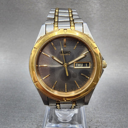 Seiko Watch Men 36mm Silver Dial Two Tone Daydate Round 7n438a09 PARTS0