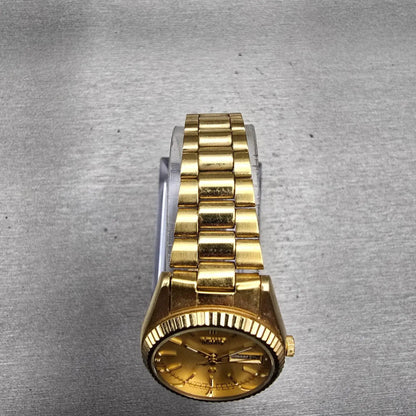 Seiko SQ Watch Women 24mm Gold Dial Gold Tone Daydate Round 3E23-0A69 New Batt4