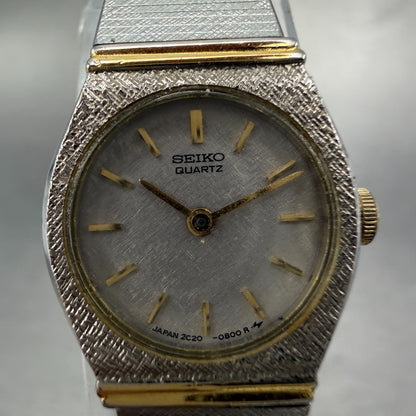 Seiko Watch Women 16mm Silver Dial Two Tone Round 2C20-0259 New Battery Vintage1