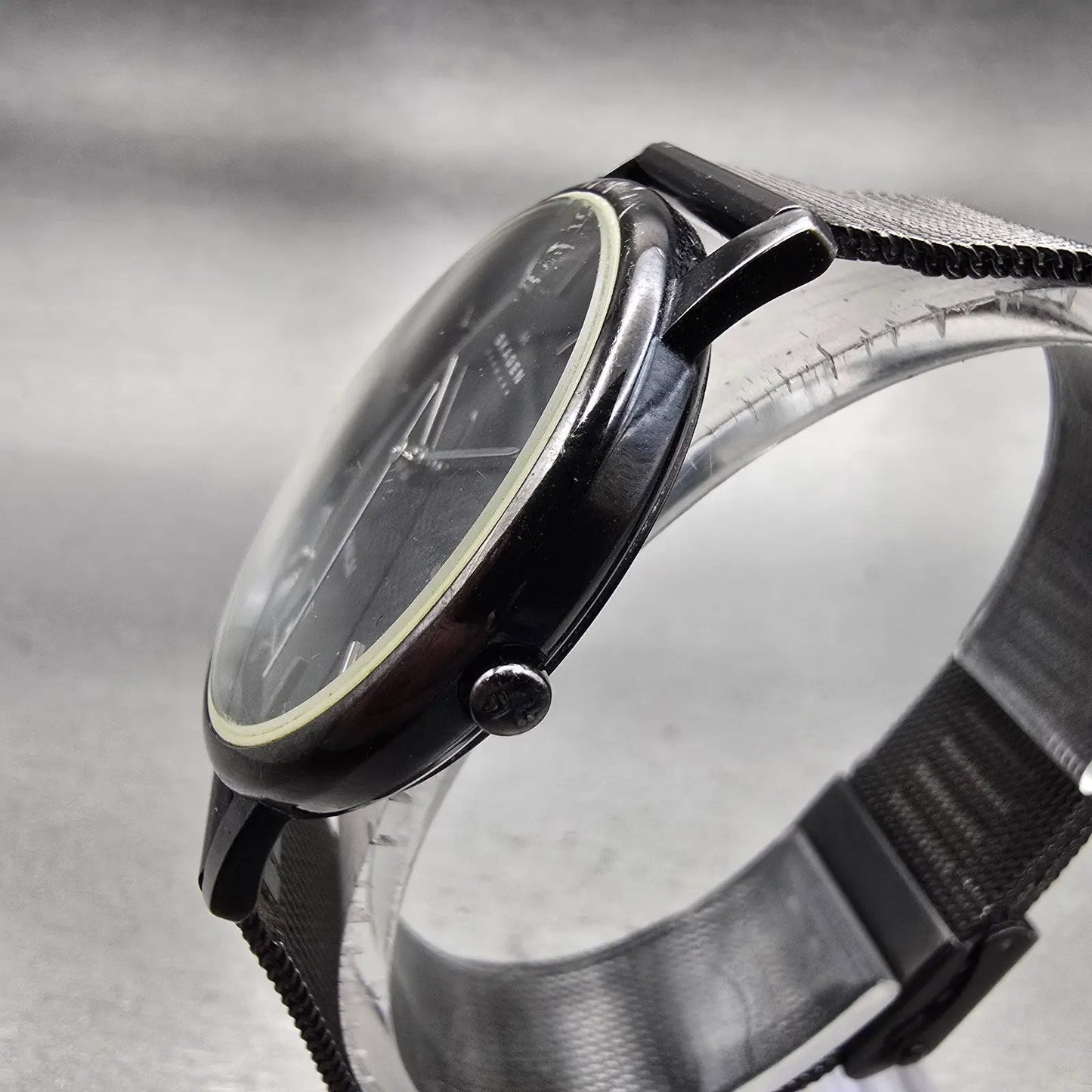 Skagen Watch Men 34mm Black Dial Black Tone Titanium Date 170LTMB New Battery2