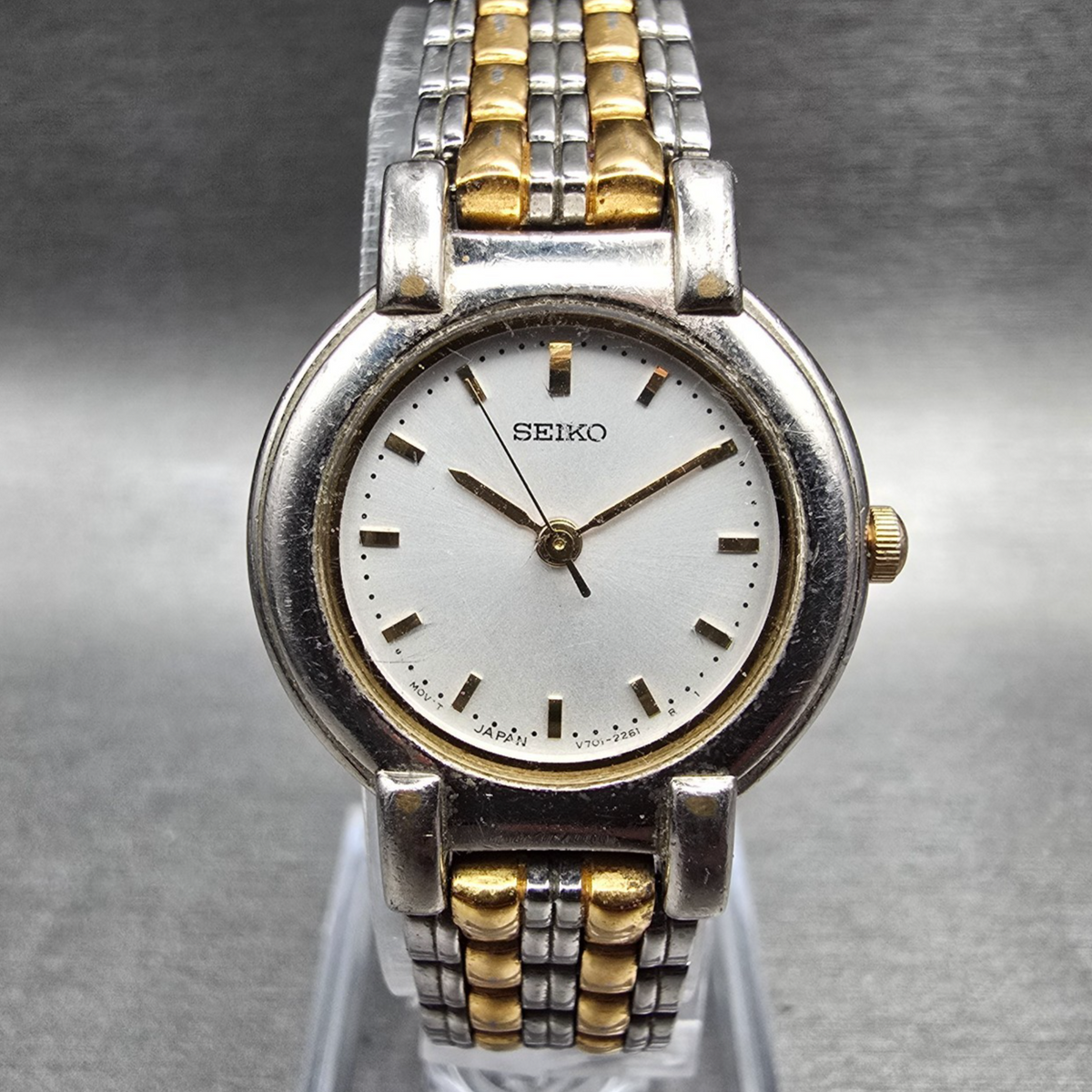Seiko Watch Women 24mm Silver Dial Silver Tone Round V701-1791 New Battery JP0