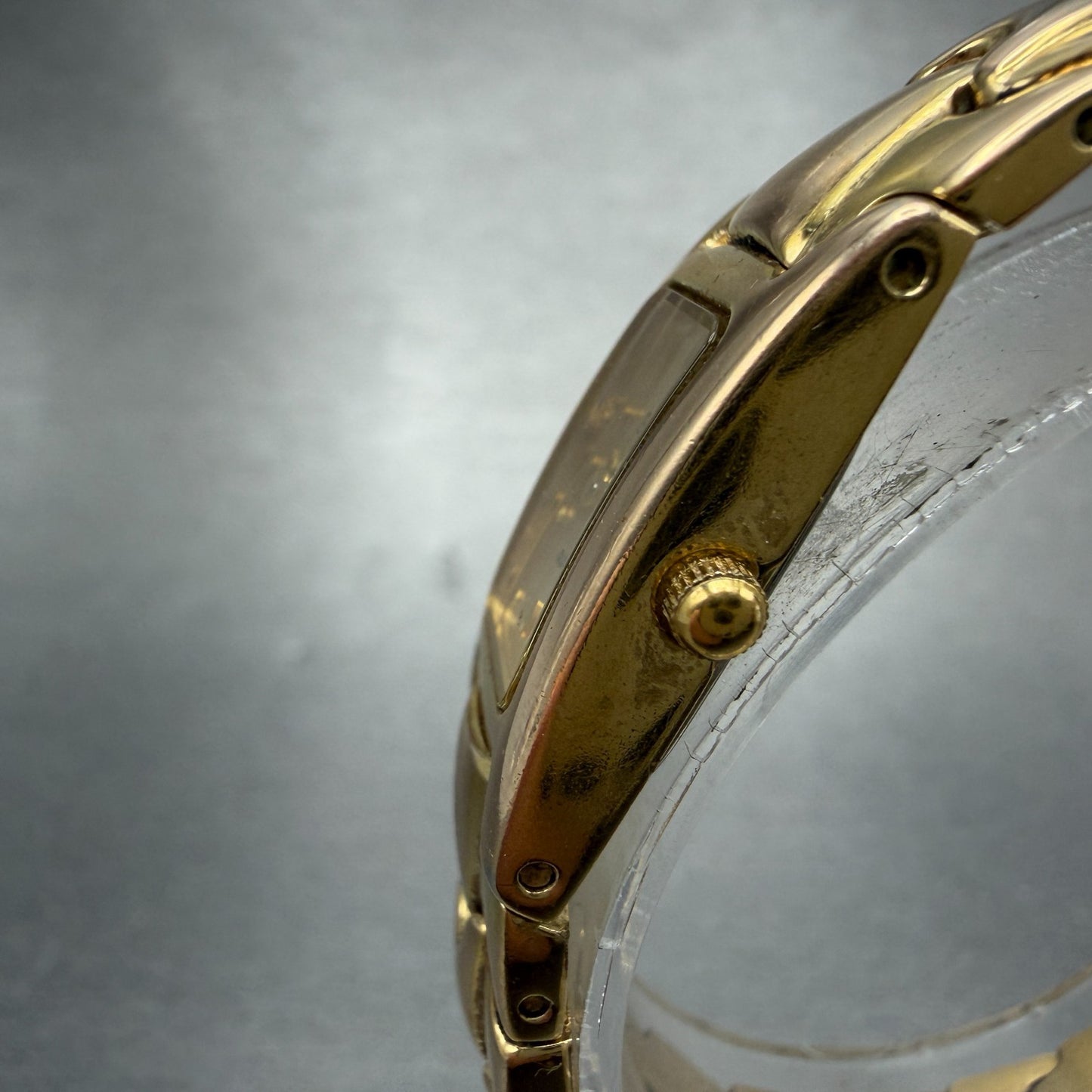 Elgin Tank Watch Women 15mm Champagne Dial Gold Tone EM912-170 New Battery2