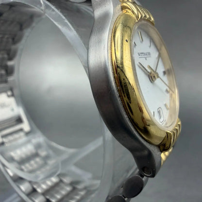 Wittnauer Watch Women 25mm White Dial Two Tone Date Round 9565 New Battery3