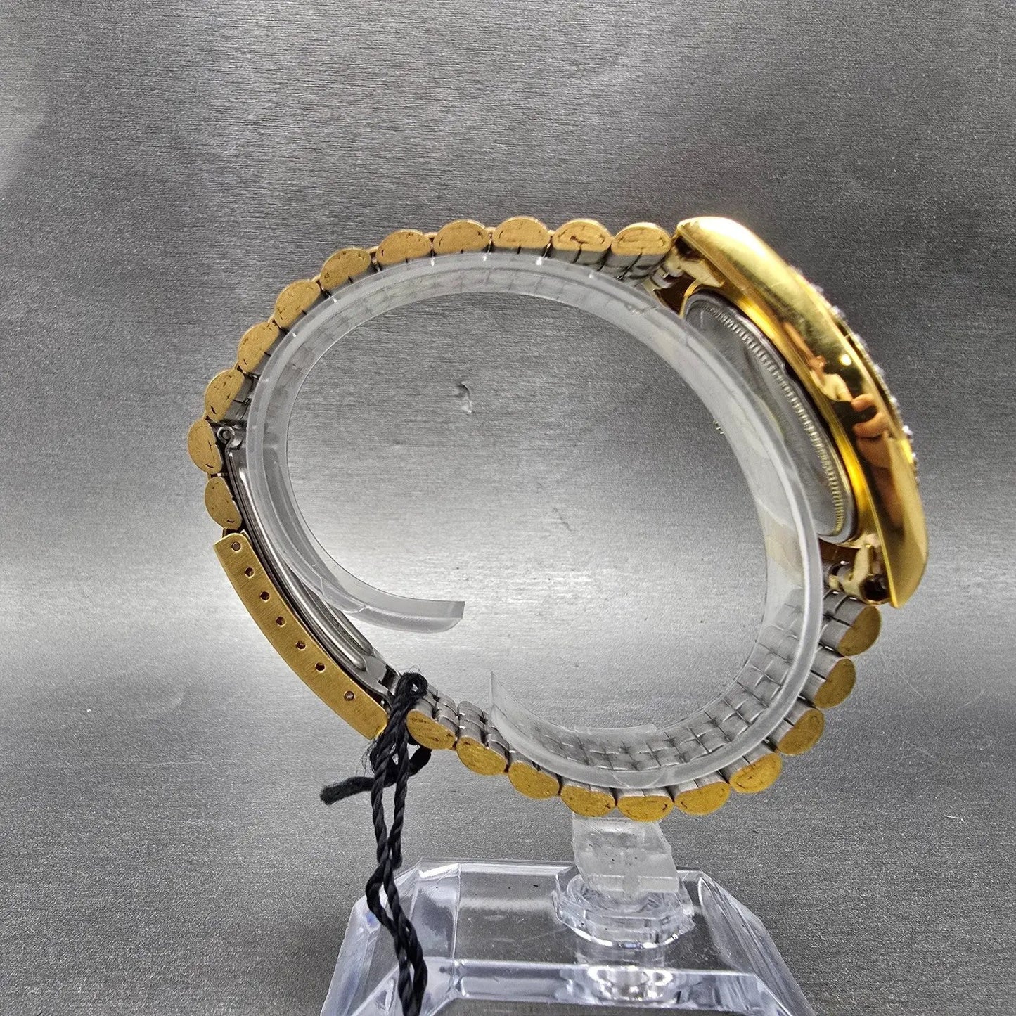 Lucien Piccard Dufonte Watch Men 36mm Gold Dial Gold Tone Date Diamond Bezel11
