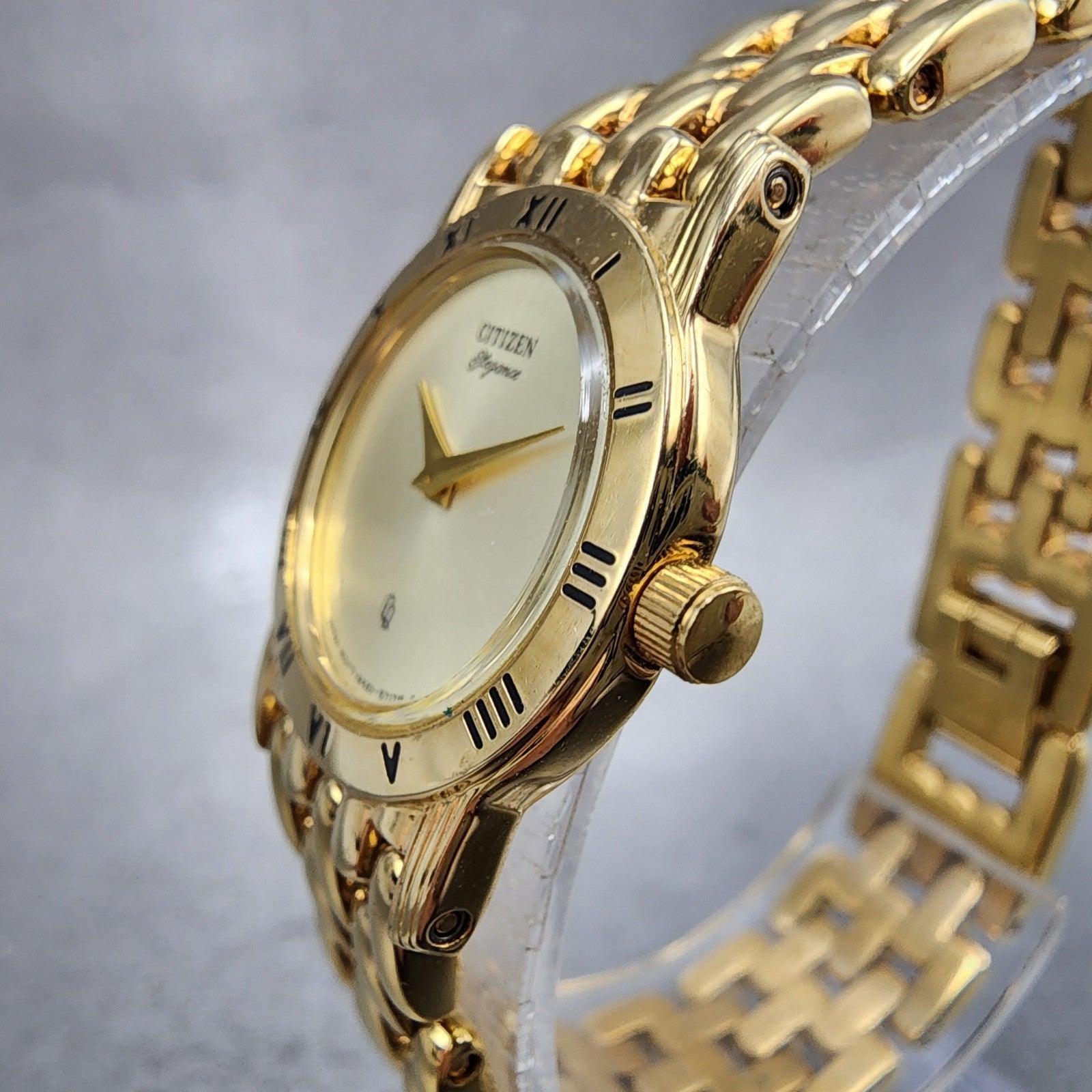 Citizen CQ Watch Women 22mm Champagne Dial Gold Tone Round 5420S26009 New Batt2