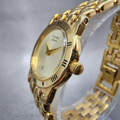 Citizen CQ Watch Women 22mm Champagne Dial Gold Tone Round 5420S26009 New Batt2
