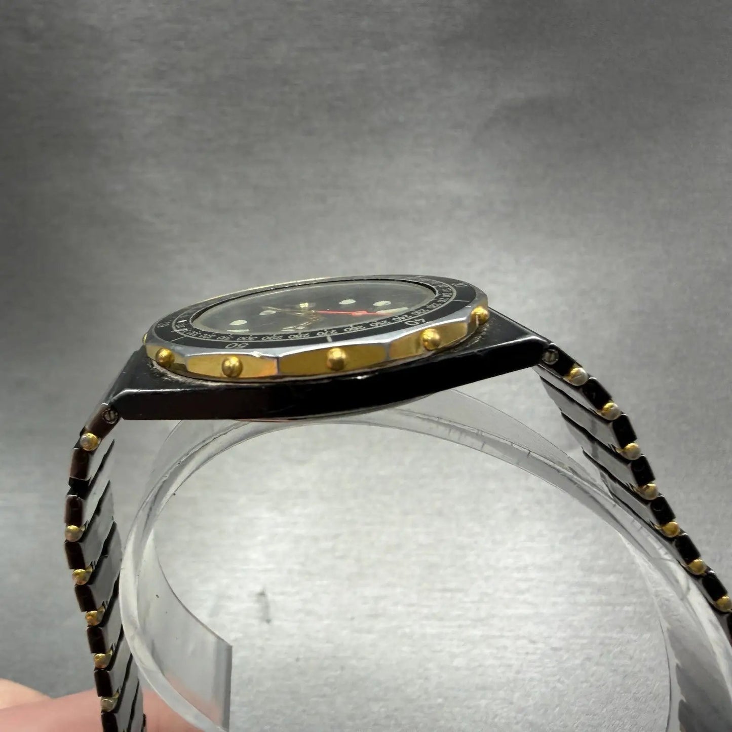 Bulova Marine Star Watch Men 33mm Black Dial Black & Gold Tone Date READ! NewBat5