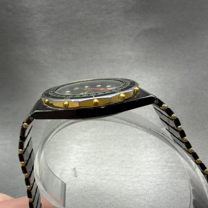 Bulova Marine Star Watch Men 33mm Black Dial Black & Gold Tone Date READ! NewBat5