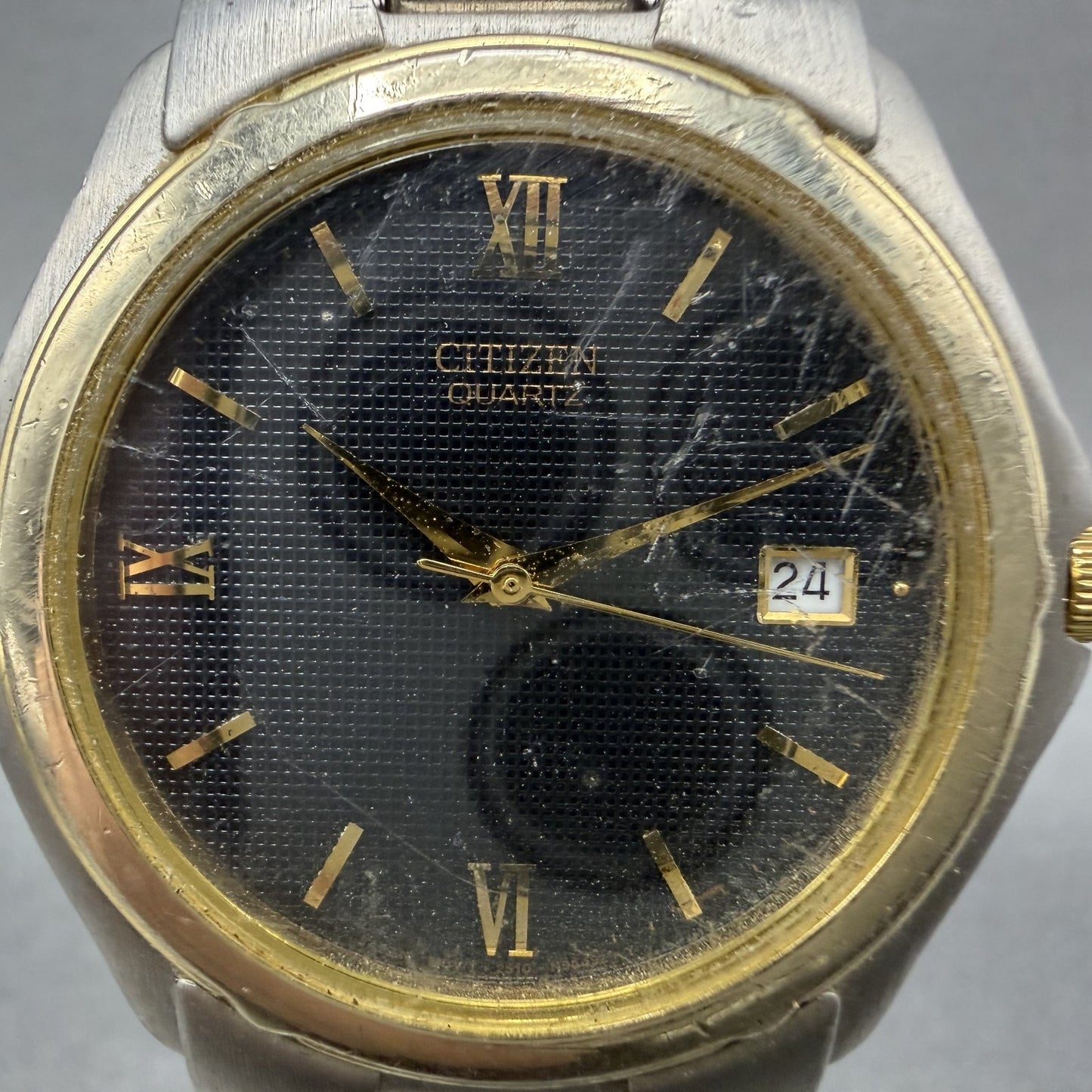 Citizen Watch Men 36mm Black Dial Two Tone Date 2510S76175 New Battery1