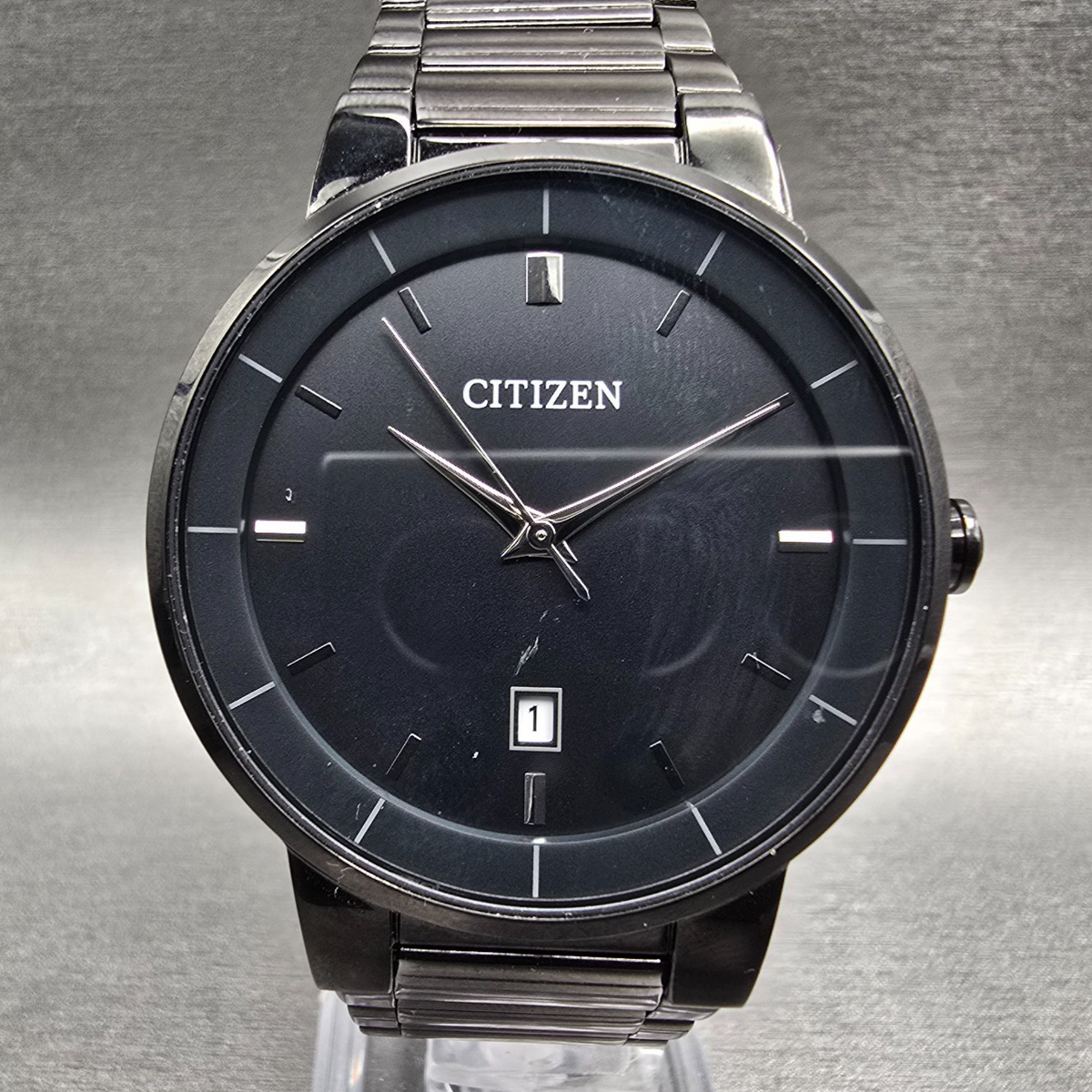 Citizen Watch Men 41mm Black Dial Black Tone Date Round G112-S106869 New Battery0