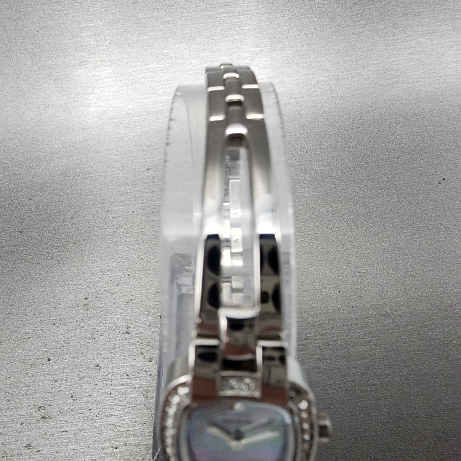 Citizen EcoDrive Watch Women 17mm MOP Dial Steel Rectangle Crystal Works5