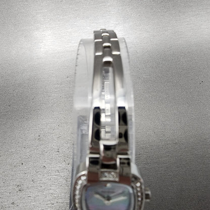 Citizen EcoDrive Watch Women 17mm MOP Dial Steel Rectangle Crystal Works5
