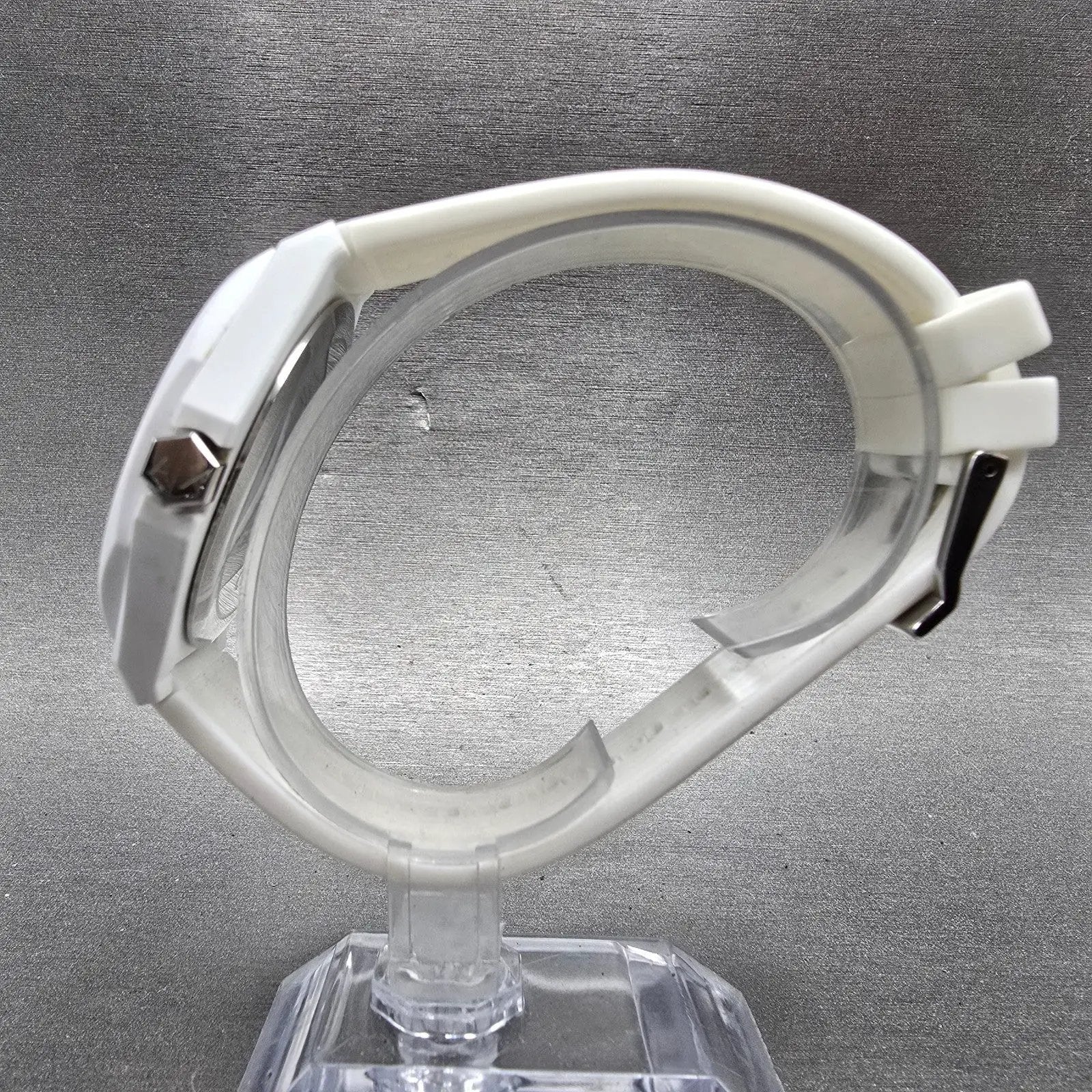 Armani Exchange Andrea Watch Men 42mm White Dial White Tone Octagon New Battery6