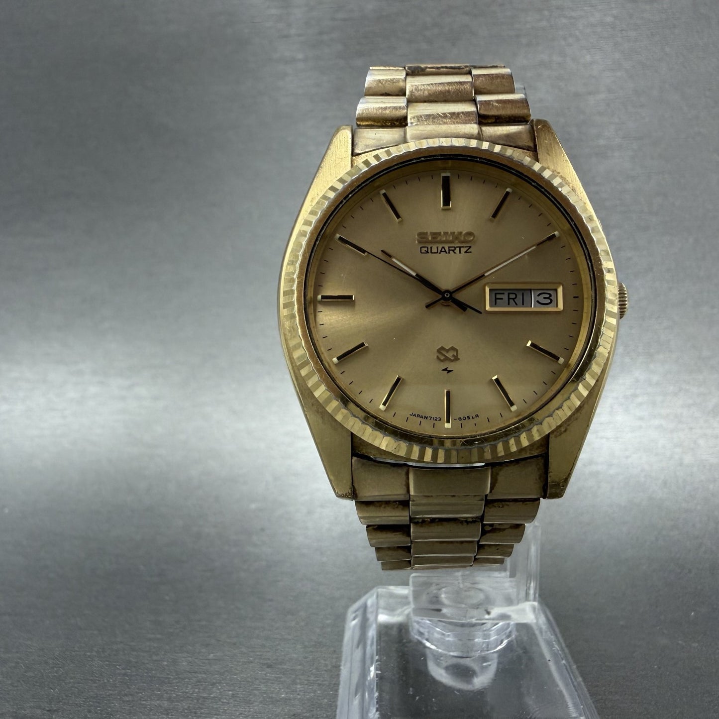 Seiko SQ President Watch Men 36mm Gold Dial Gold Tone Daydate 71238050 New Batt5