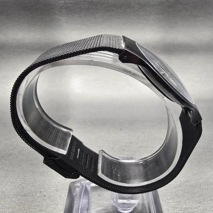 Skagen Denmark Watch Men 34mm Blue Dial Black Tone Titanium 233LTMN New BatteryG8