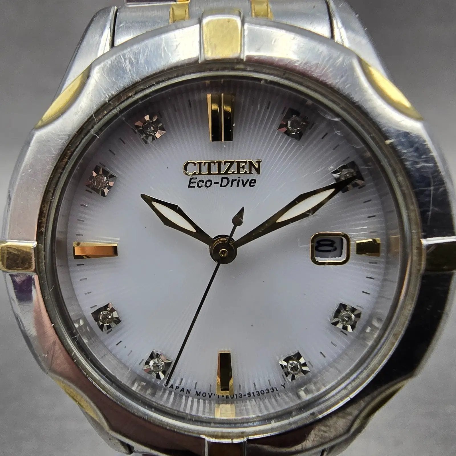 Citizen Eco-Drive Watch Women 29mm White Dial Two Tone Date Runs1
