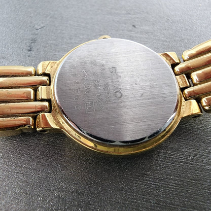 Seiko Watch Women 22mm Black Dial Gold Tone Round 1N00F030 New Battery9
