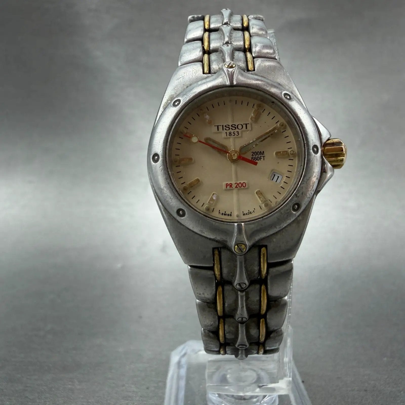 Tissot PR200 Watch Women 26mm Cream Dial Two Tone Date Round P130/230 PARTS6