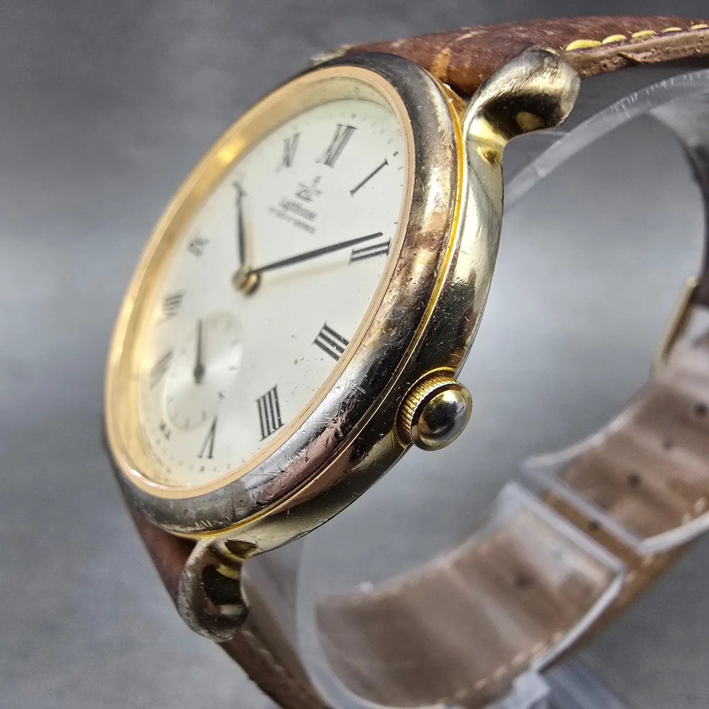 Citizen Lighthouse Watch Men 33mm Silver Dial Gold Tone 6045-G03855 New Battery3