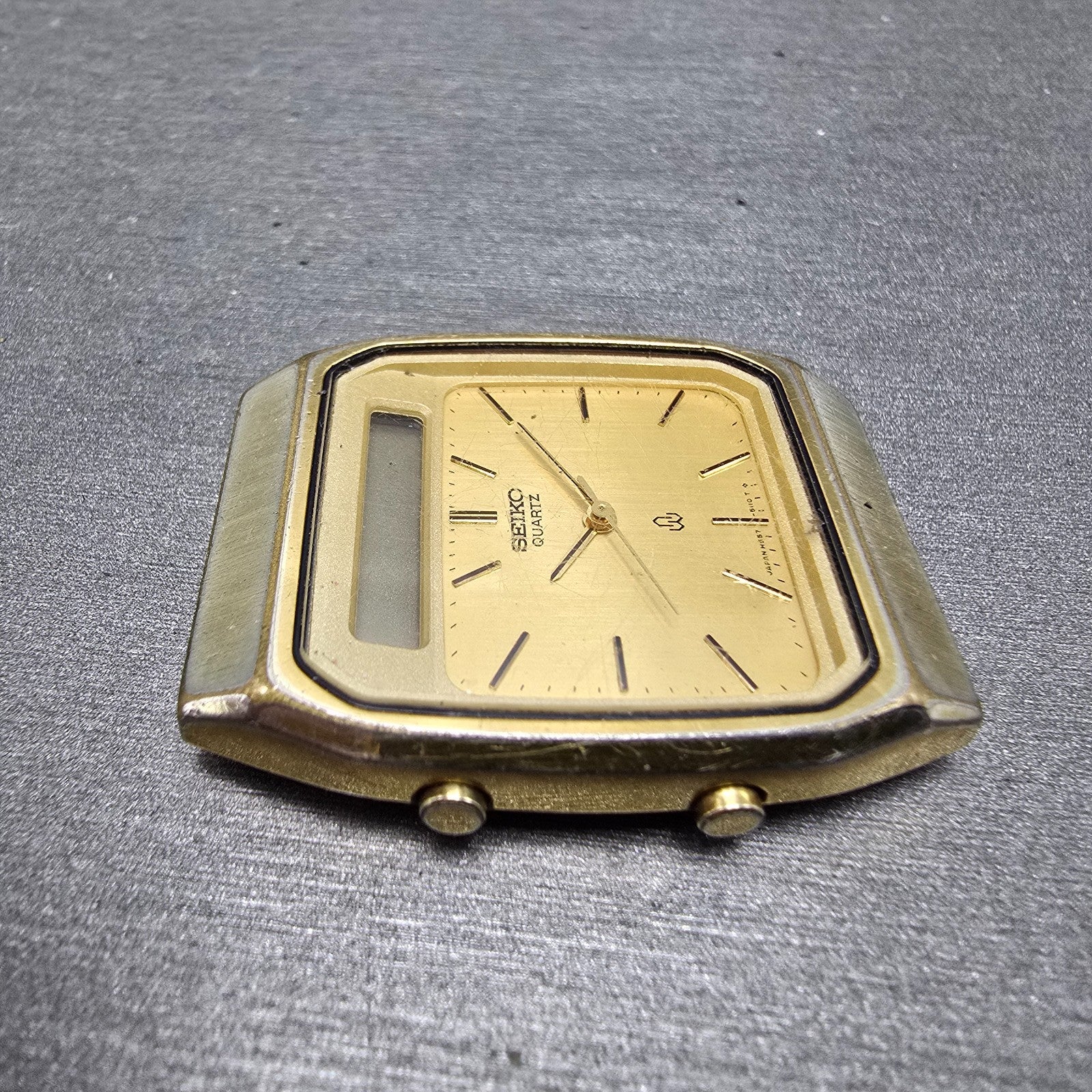 Seiko Analog Digital Watch Men 31mm Champagne Dial Gold Tone H557-5100 PARTS4
