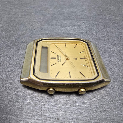 Seiko Analog Digital Watch Men 31mm Champagne Dial Gold Tone H557-5100 PARTS4