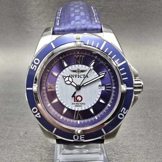 Invicta Watch Men 42mm Blue Dial Silver Tone Date Round 3132 New Battery0