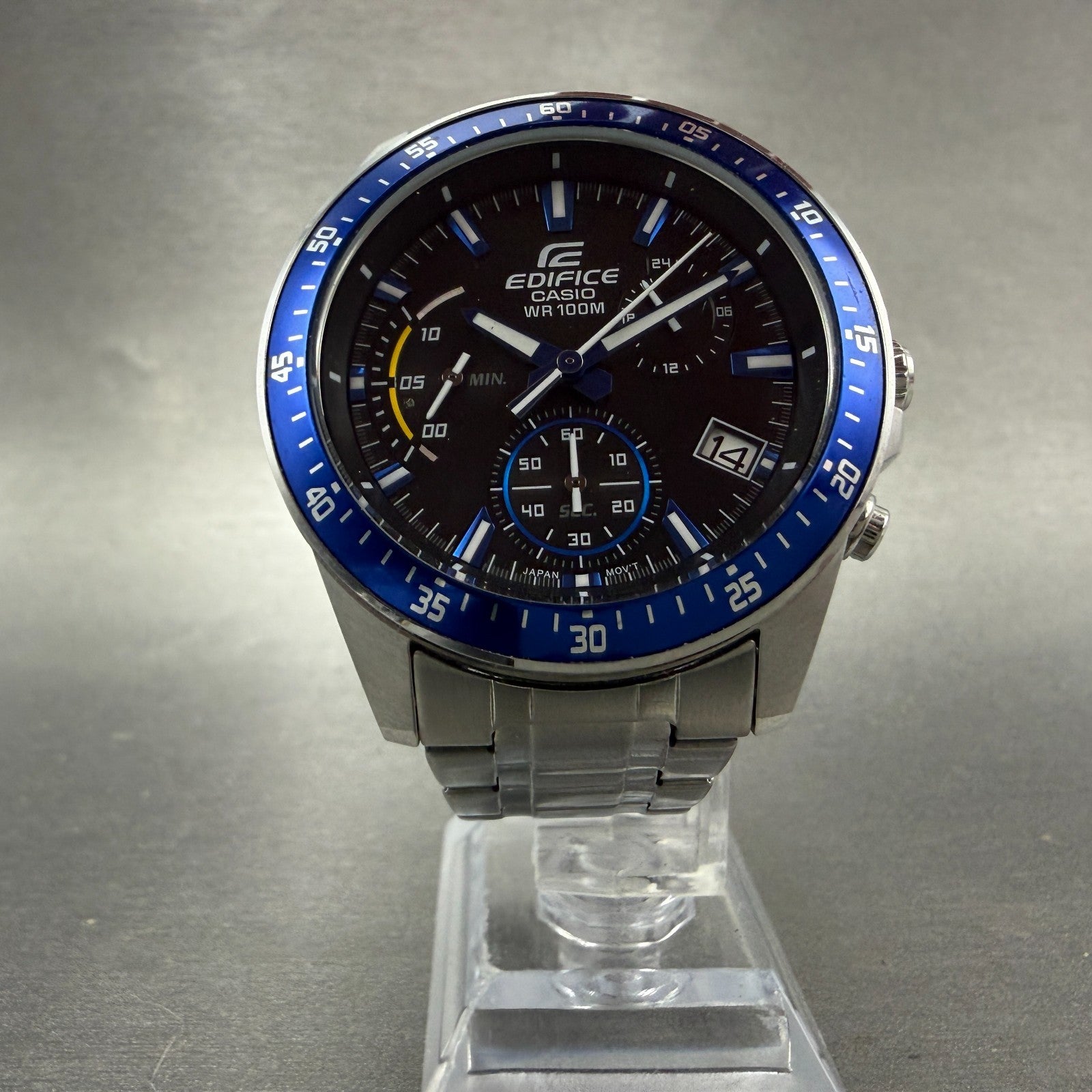 Casio Edifice Chronograph Watch Men 42mm Black Dial Steel Date EFV-540 New Batt5