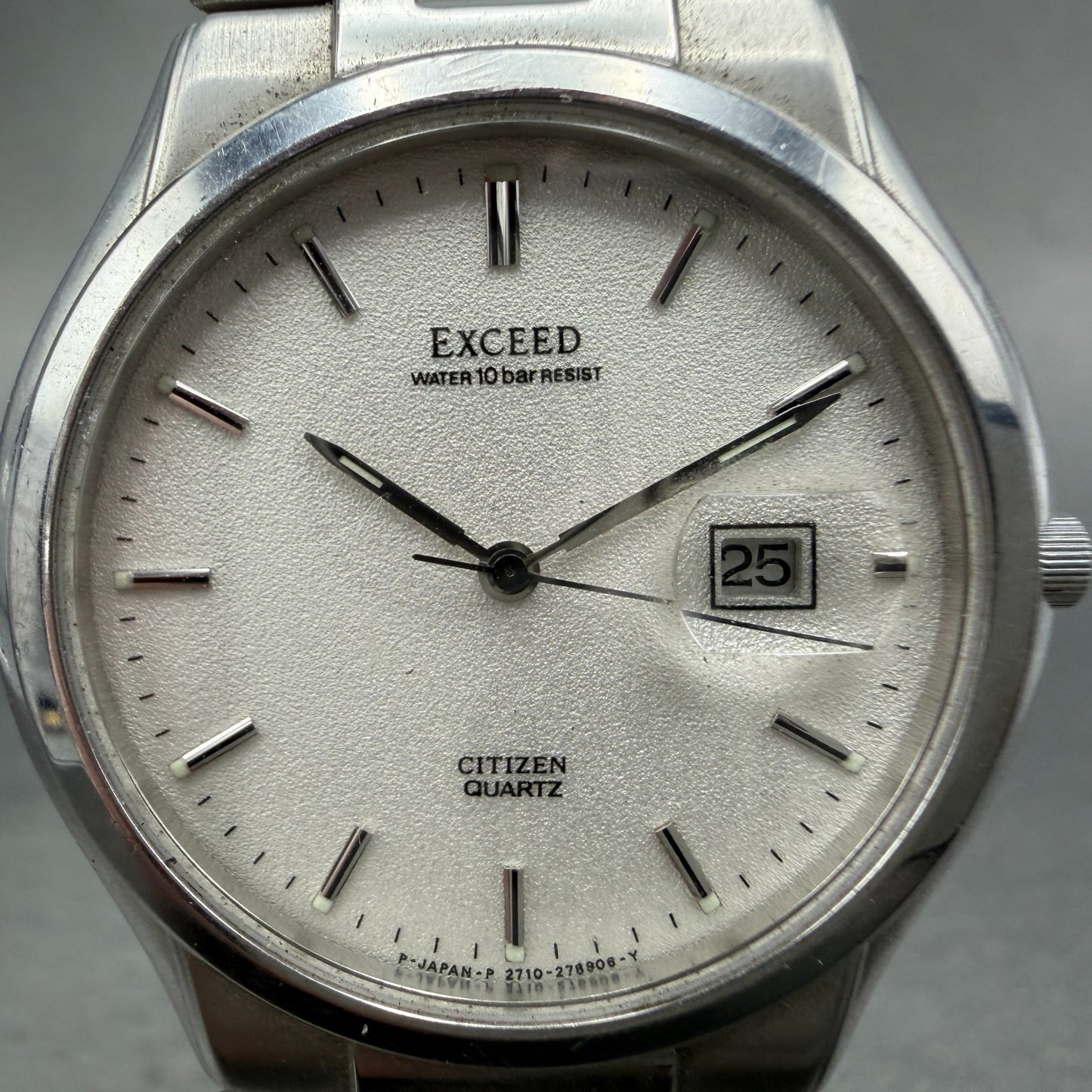 Citizen Exceed Watch Men 34mm White Dial Silver Tone Date 2710-274831 New Batt1