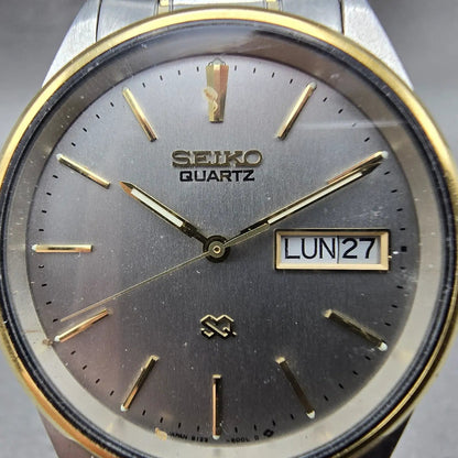 Seiko SQ Watch Men 34mm Silver Dial Two Tone Daydate 8123 PARTS NO CASE BACK2