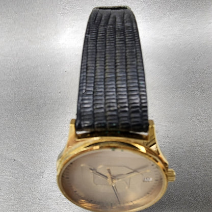 Bulova Accutron Watch Men 31mm Gold Dial Gold Tone Date Round  New Battery4