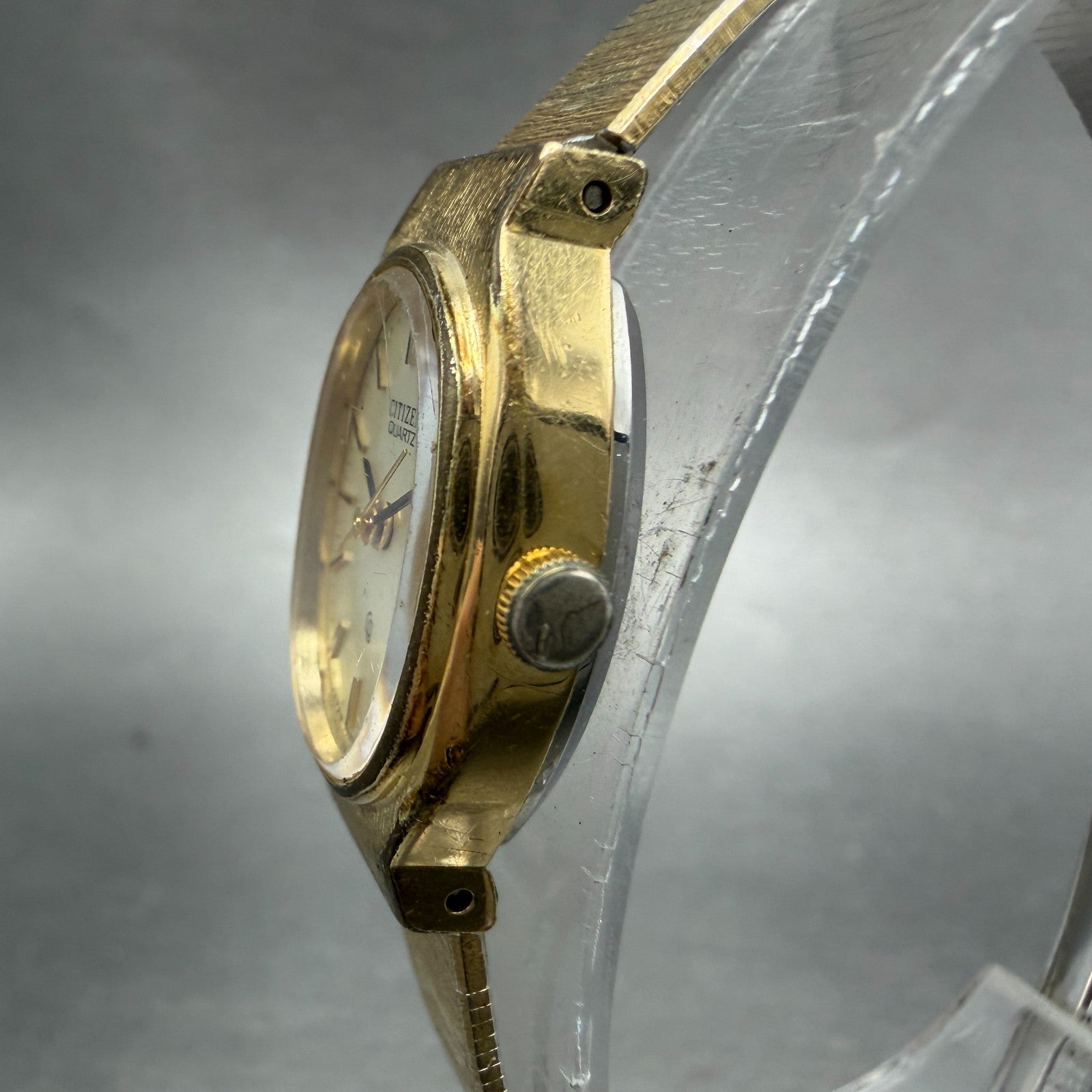 Citizen CQ Watch Women 18mm Champagne Dial Gold Tone Oval 4-752112 New Battery2