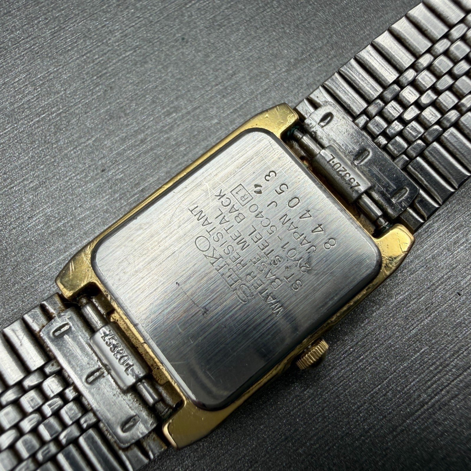 Seiko Galaxy Tank Watch Women 19mm Black Dial Gold Tone PARTS!! 2Y01-5C40 NewBat12
