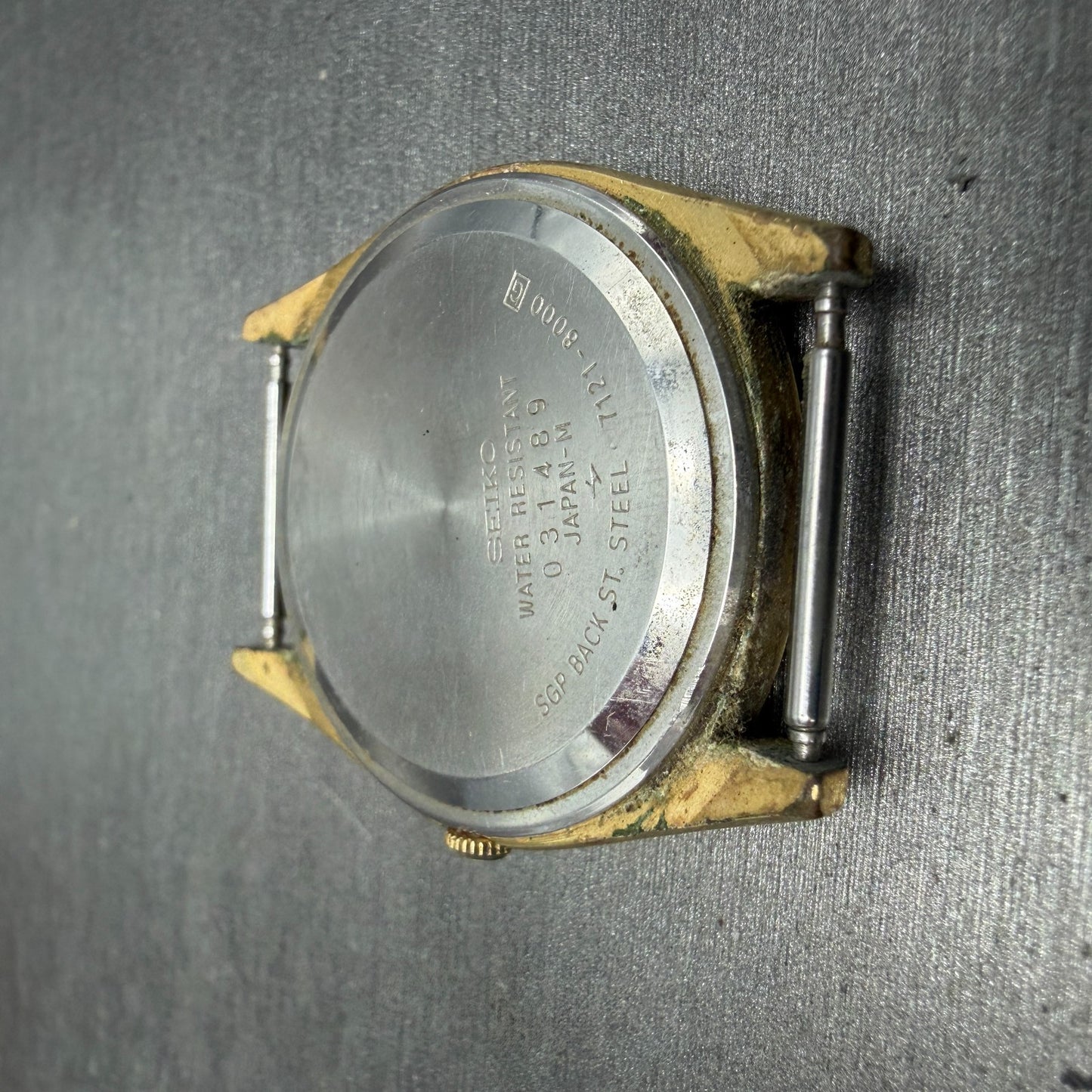 Seiko Watch Men 36mm Champagne Dial Gold Tone Round 7121-8000 New Battery VTG12