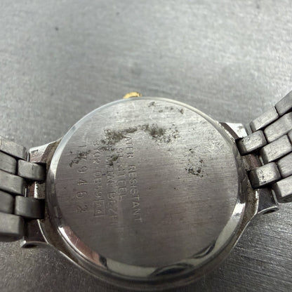 Seiko Watch Women 24mm White Dial Two Tone Date Round 3Y02-0B59 New Battery HJ8Q9