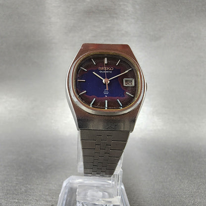 VTG Seiko Watch Women 24mm Blue Dial Steel Date Round 7902-5000 PARTS