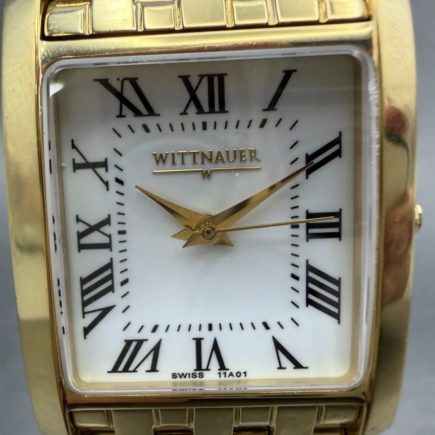 Wittnauer Tank Watch Men 26mm White Dial Gold Tone Rectangle 11A01 New Battery1