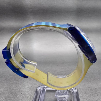 Swatch LINAJOLA Watch Unisex 34mm Blue Dial Blue Case Round GN237 New Battery8