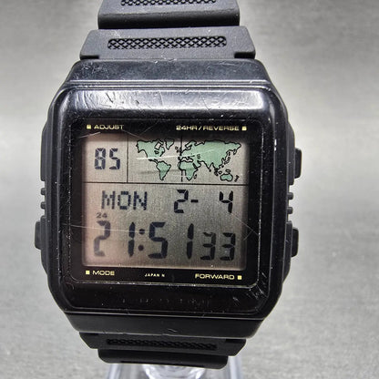 Casio W-50U World Time Watch Men 32mm Black Alarm Chronograph New Battery VTG0