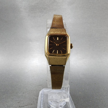 Seiko Tank Watch Women 17mm Brown Dial Gold Tone Rectangle 54205019 New Battery5