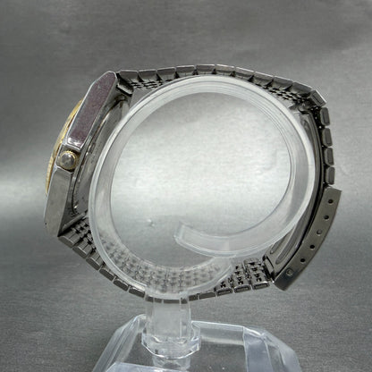 Seiko Alba Watch Men 35mm White Dial Two Tone Daydate V743-8a10 New Battery J7T6