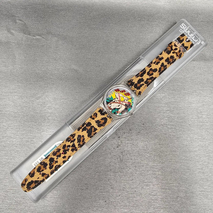Swatch OONGAWAH! Watch Men 34mm Green Dial Clear Case GK193 New Battery NOS15