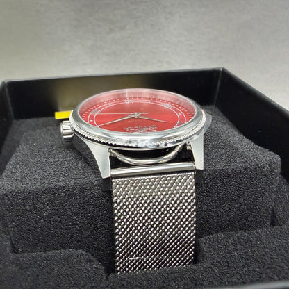 Invicta Celestial Watch Men 43mm Red Dial Silver Round Mesh Band 484844