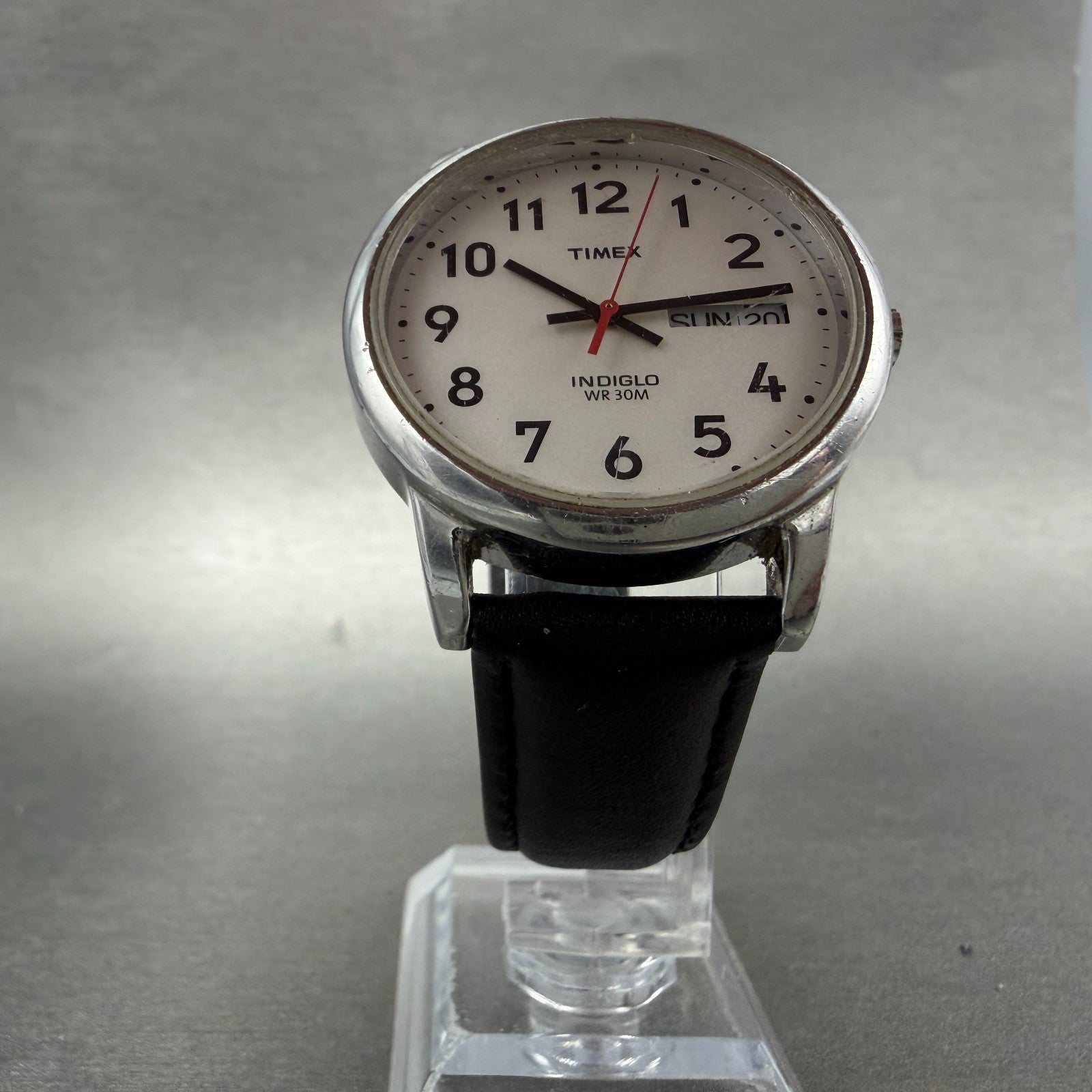 Timex Easy Reader Watch Men 35mm White Dial Silver Tone Round DaydateNew Batt BK5