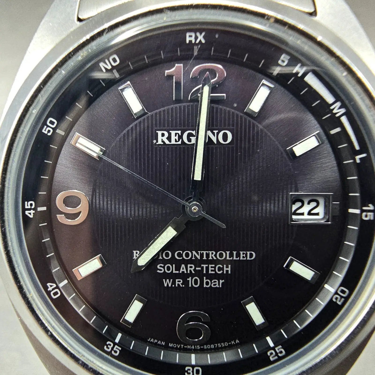 Citizen Reguno Watch Men 38mm Black Dial Steel SolarAtomic H415 Round Runs2