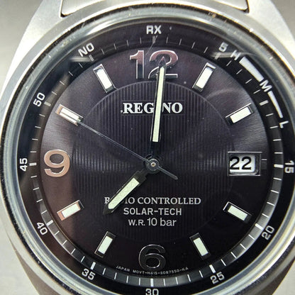 Citizen Reguno Watch Men 38mm Black Dial Steel SolarAtomic H415 Round Runs2