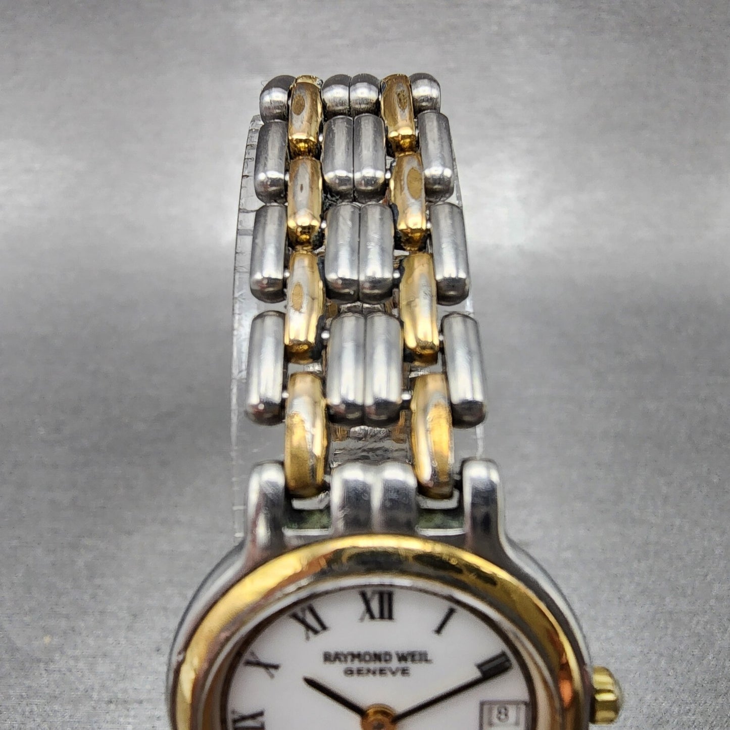 Raymond Weil Watch Women 24mm White Dial Two Tone Date Round 9947 New Battery4