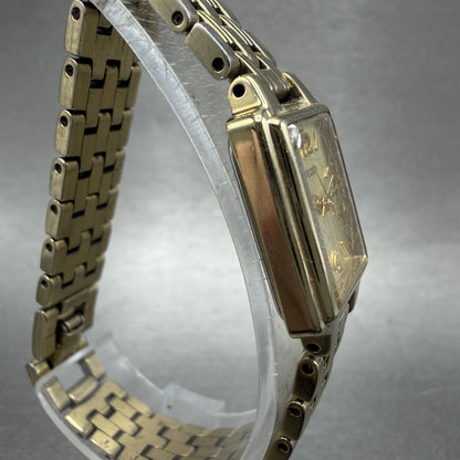 Seiko Tank Watch Women 16mm Champagne Dial Gold Tone Rectangle 1N010FH0 New Bat3