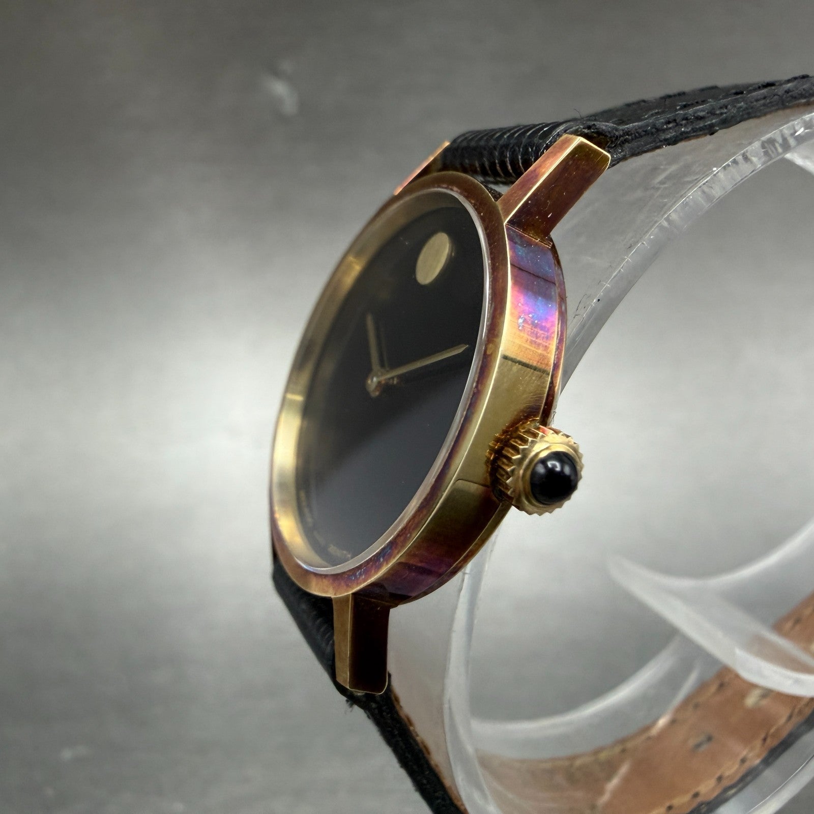 Zenith Movado Museum Watch Women 24mm Black Dial 14K Solid Gold Manual Wind Runs3