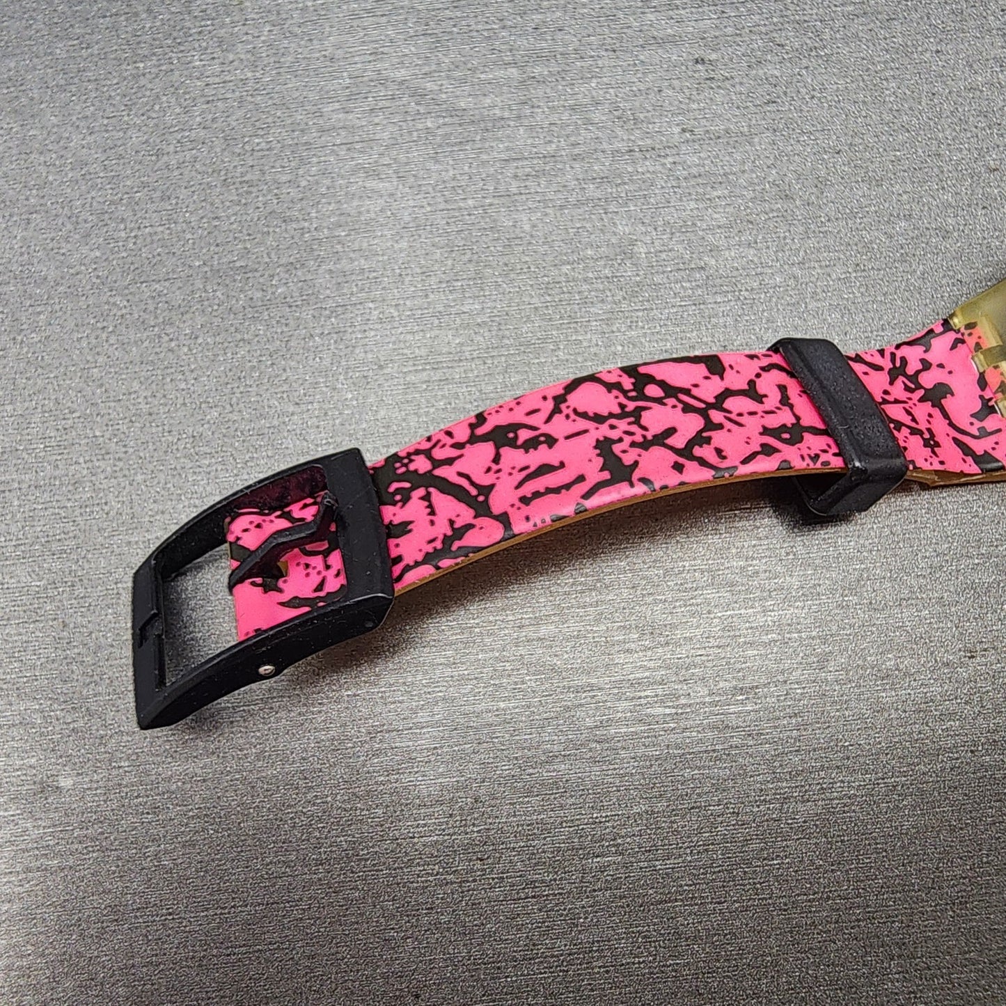 Swatch lady Pink Betty Watch Women 25mm Pink Dial Clear Case Round BROKEN BAND6